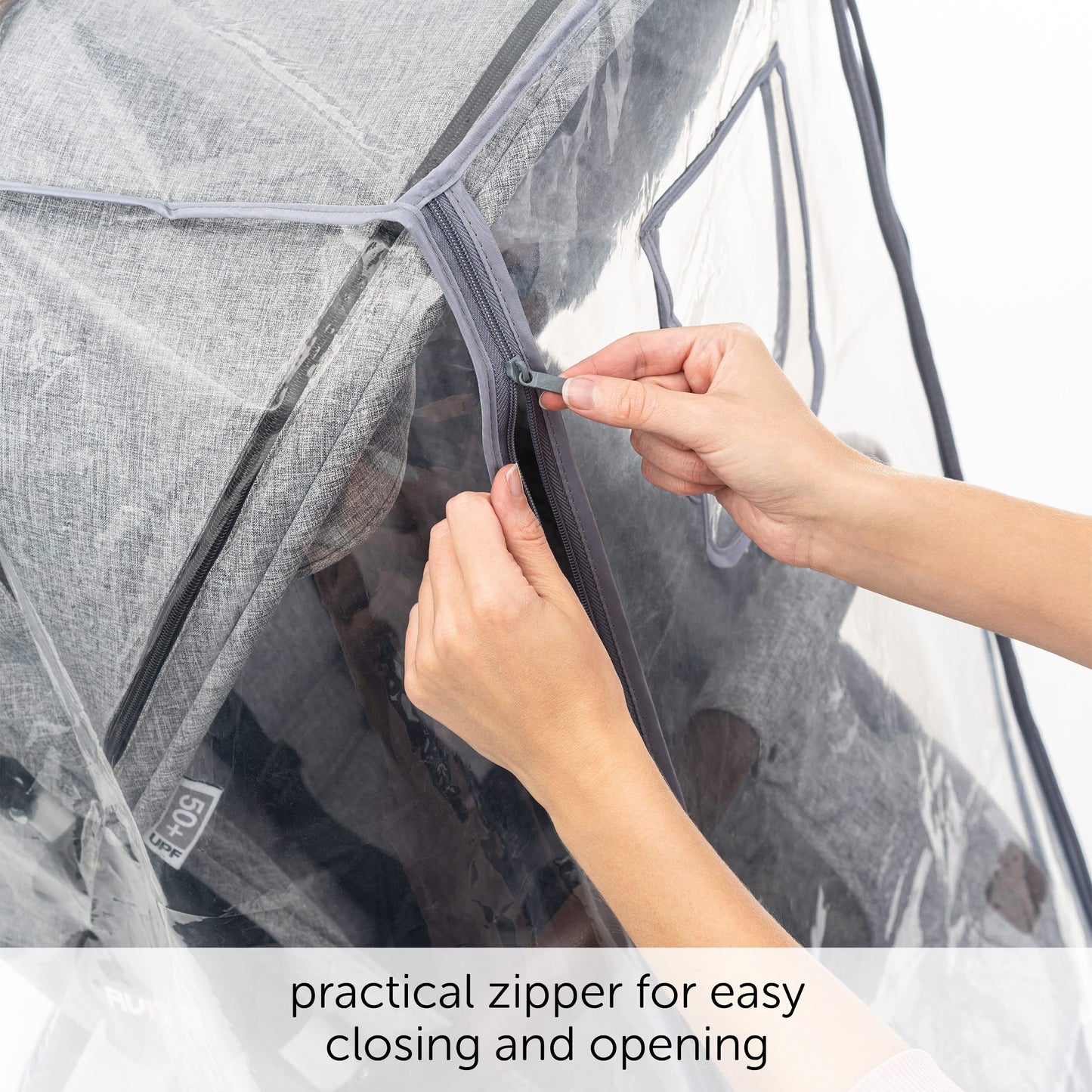 Zamboo Universal Rain Cover for Pushchair and Pram with Zip Opening - Transparent Weather Shield for Stroller and Buggy