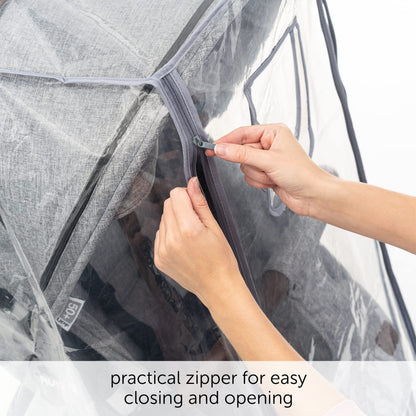 Zamboo Universal Rain Cover for Pushchair and Pram with Zip Opening - Transparent Weather Shield for Stroller and Buggy