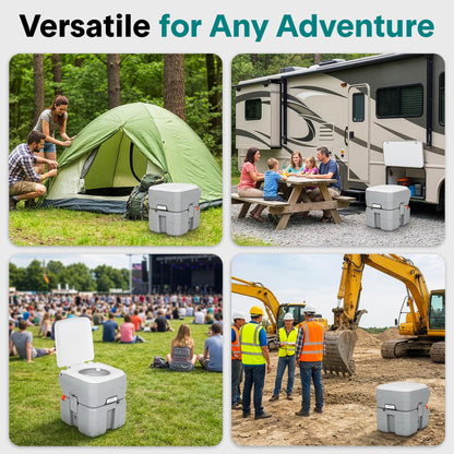 SereneLife 5.2 Gal Portable Camping Toilet For Adults, 100+ Flushes, Porta Potty Camp Toilet with Detachable Waste Tank, Level Indicator, Carry Bag, Suitable for Camping, Hiking, and Boating