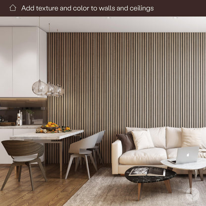 Bark & Bole Oak Acoustic Panels – 3D Textured Wood Veneer Wall and Ceiling Panels | Decorative Sound-Absorbing Solution for Homes, Offices, and Studios | H94.5” x W12.6” | Veneer, MDF, Felt