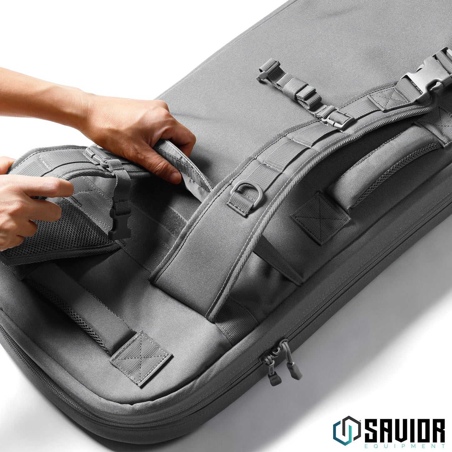 Savior Equipment Specialist Series 30" 34" 38" Covert Tactical Gun Bag Backpack Soft Case with Compartment, Low Profile Bug Out Truck Bag (SW Gray, 38")
