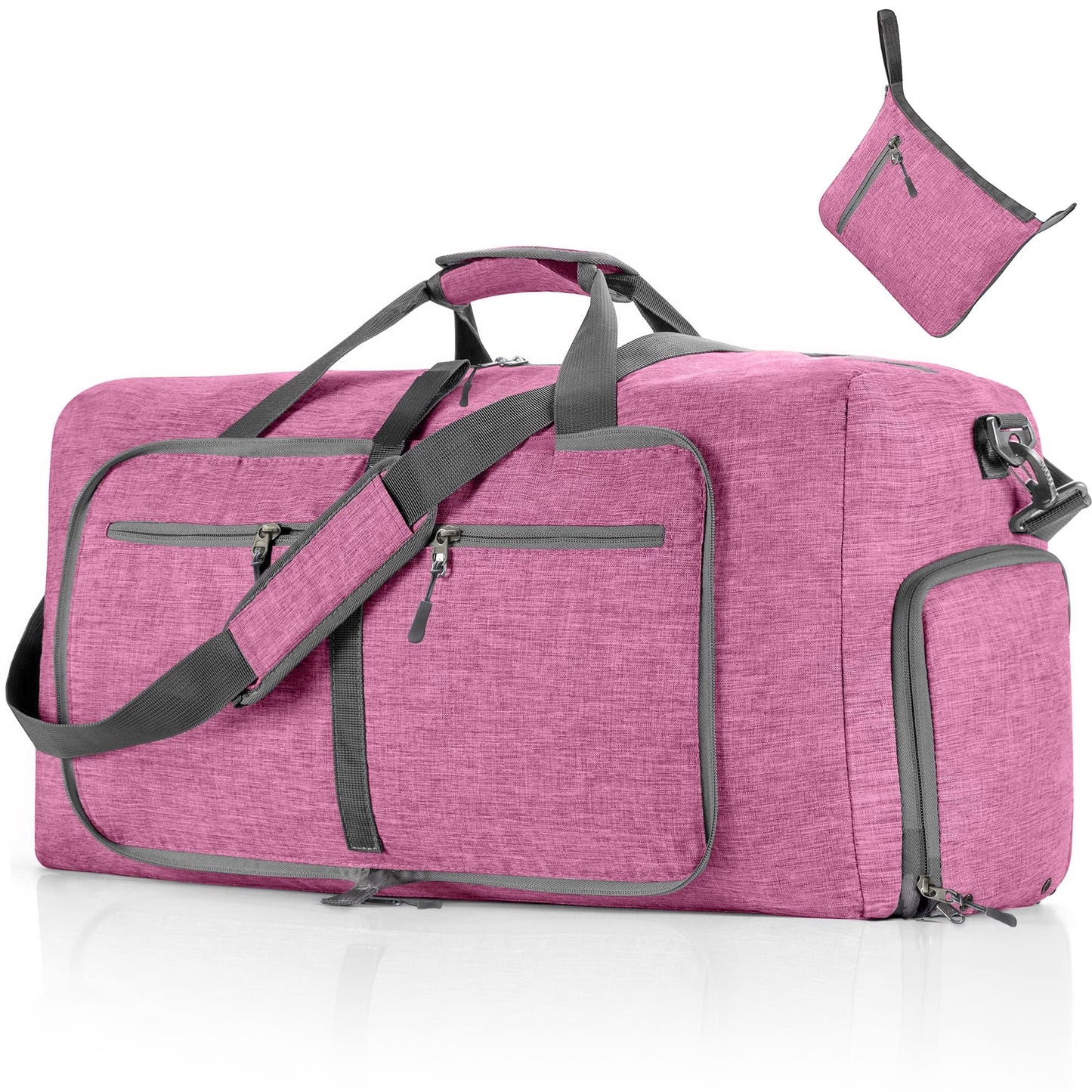 Travel Duffle Bag for Men, 85L Foldable Travel Duffel Bag with Shoes Compartment Overnight Bag for Men Women Waterproof & Tear Resistant (Light Purple)