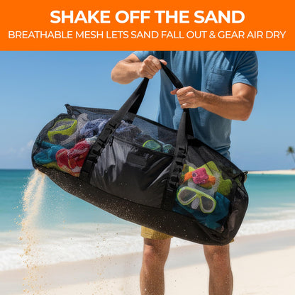 Fitdom 129L 35" Large Mesh Duffle Bag for Scuba Dive or Snorkel Equipment. Best for Water Sports & Beach Activities like Swimming, Diving & Snorkeling. Perfect for Travel, Storage, Gym Gears & Balls.