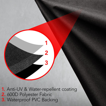 GrillTough Heavy Duty BBQ Grill Cover for Outdoor Grill – Waterproof, Weather Resistant, UV & Fade Resistant with Adjustable Straps – Gas Grill Cover for Weber, Charbroil (147L x 61W x 122H cm)