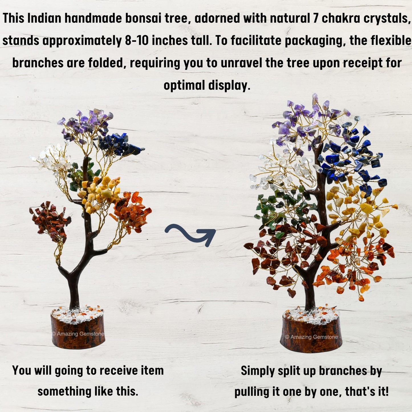 Chakra Tree of Life Crystal Tree for Meditation, Healing, and Home Decor - Seven Chakra Gemstones with Natural Wooden Base Crystal Gift for Christmas - Spiritual Energy Decor for Balance and Harmony