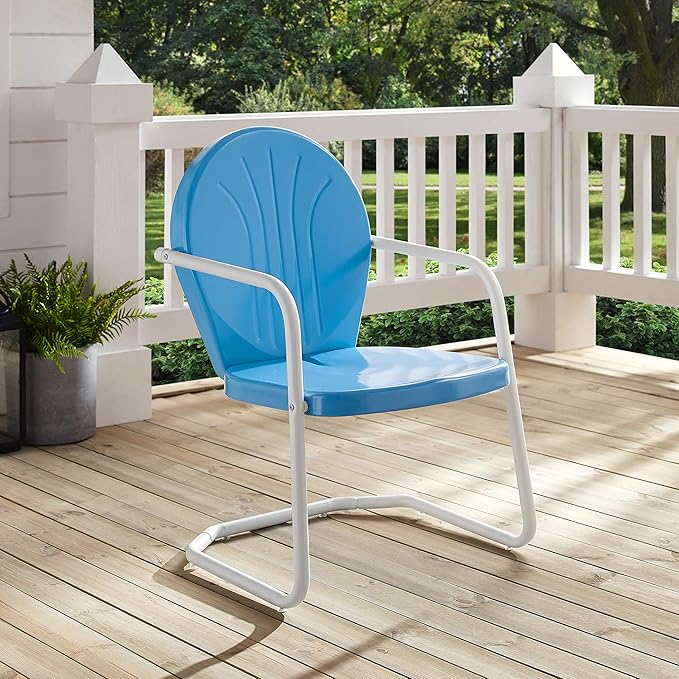 Crosley Furniture Griffith Outdoor Chair, Retro Metal Patio Chairs