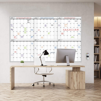 Large Dry Erase Wall Calendar - 60“ x 38" Undated Blank 6 Month Calendar - Giant Whiteboard 6 Month Poster - Premium Laminated Undated Planner for Classroom, Office, Project & Family Schedule