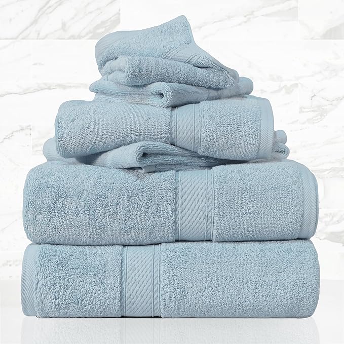 SUPERIOR Egyptian Cotton Pile 6 Piece Towel Set, Includes 2 Bath, 2 Hand