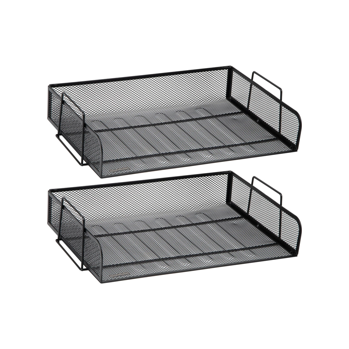 Mind Reader Stackable Paper Tray, Desktop Organizer, File Storage, Office, Metal Mesh, 2 Pcs., Black