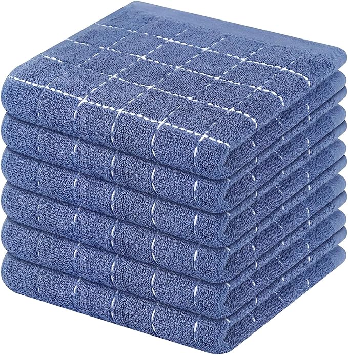 Mordimy 100% Cotton Terry Dish Cloths, Soft and Absorbent Checkered Dish Towels