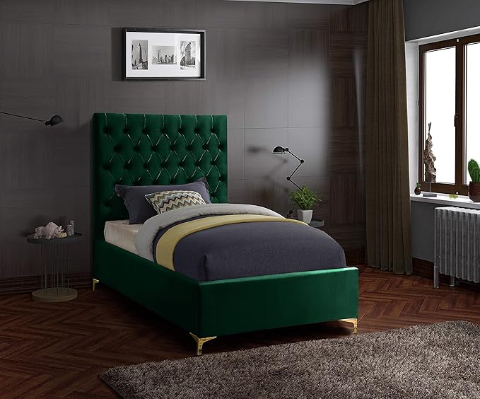Meridian Furniture Cruz Collection Modern | Contemporary Velvet Upholstered Bed