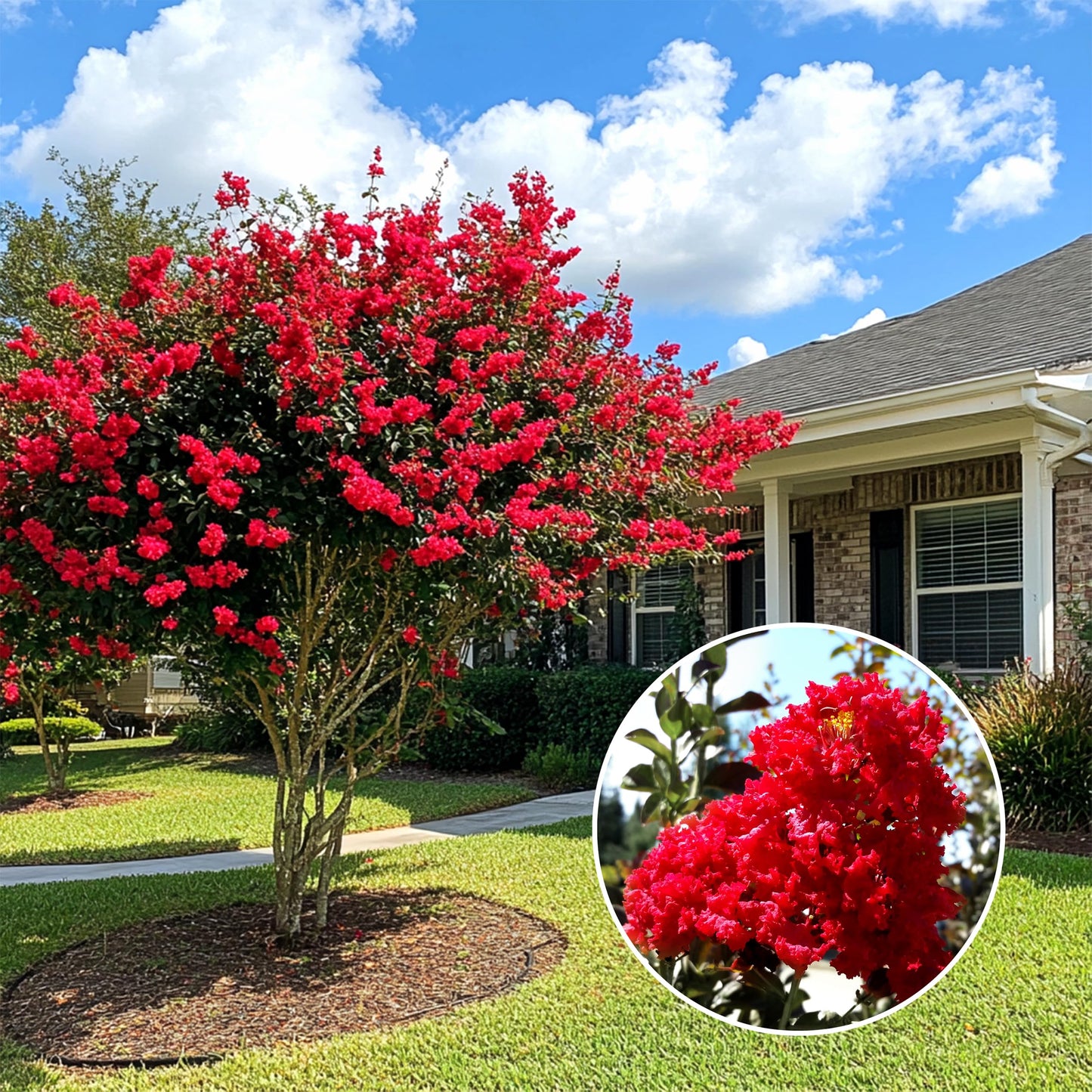 Crape Myrtle Red Rocket | 30 Live Plants | Lagerstroemia Indica | Fast-Growing Ornamental Tree, Drought Tolerant, Long Blooming Season, Red Flowers, Low Maintenance