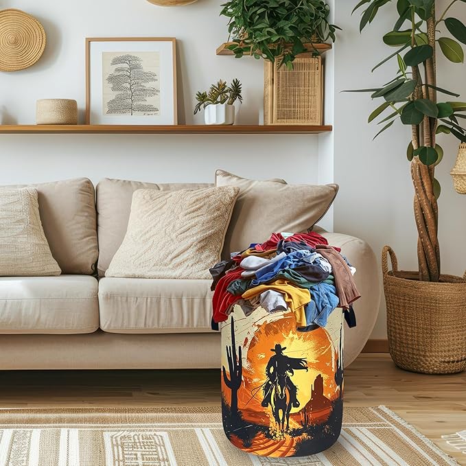 Personalise Western Cowboy Laundry Basket Oxford Cloth Desert Horse Laundry