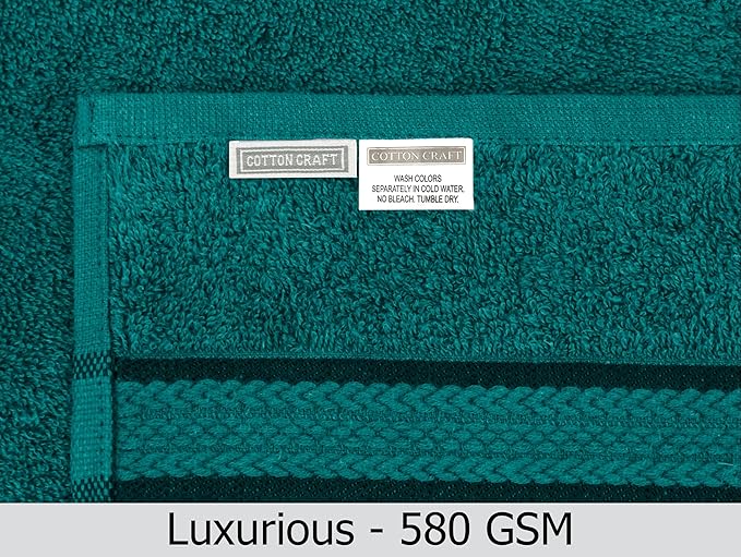 Cotton Craft Ultra Soft 6 Pack Hand Towels 16x28 Teal Weighs 6 Ounces Each