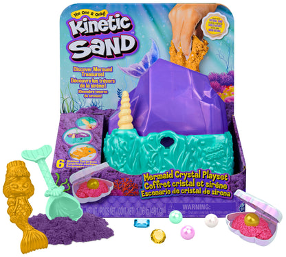 Kinetic Sand, Mermaid Crystal Playset, 481g of Play Sand, Gold Shimmer Sand, Storage and Tools, Sensory Toys for Kids Aged 3 and up