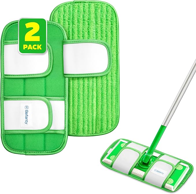 2 Pack Reusable Microfiber Mop Pads, Compatible