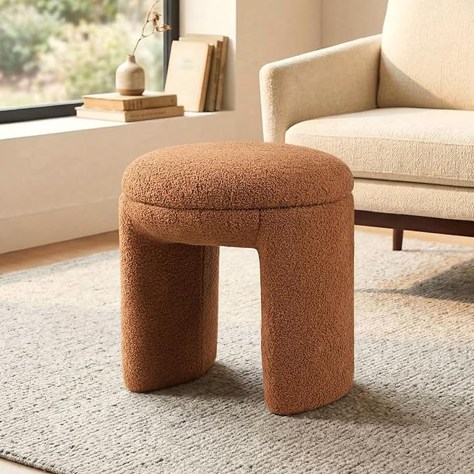 Furniture of America Rami Modern 18-inch Solid Wood Upholstered Ottoman