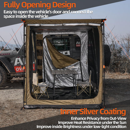 ALL-TOP Awning Room with Floor 6.6' x 8.2' Rip-Stop 210D Oxford Awning Tent with Bug-Resistance Mesh, Waterproof Sun Shelter for Overland, Camping(Room Only)