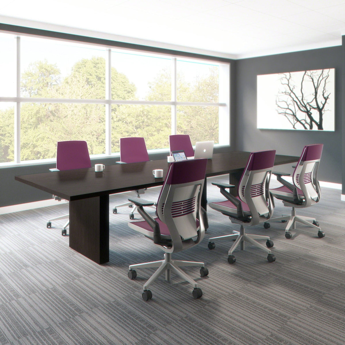 Steelcase Gesture Office Chair - Ergonomic Work Chair with Wheels for Carpet - Comfortable - Intuitive-to-Adjust for Desk - 360-Degree Arms - Concord Purple Fabric