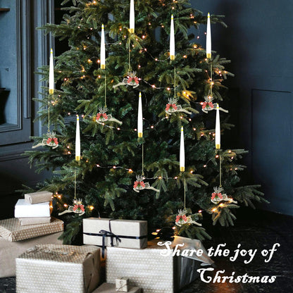JOIONE Flameless Christmas Tree Candles with Remote, 6 Pack Battery Operated LED Candles with Suction Cup for Christmas Tree, Flickering Flame for Xmas Indoor Decor - Deer