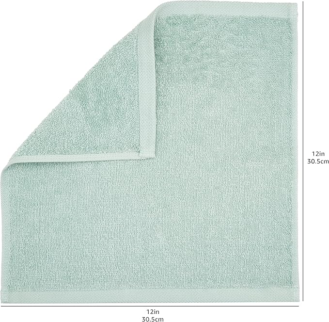 Amazon Basics Washcloth for Bathroom, 100% Cotton Extra Absorbent, Fast Drying