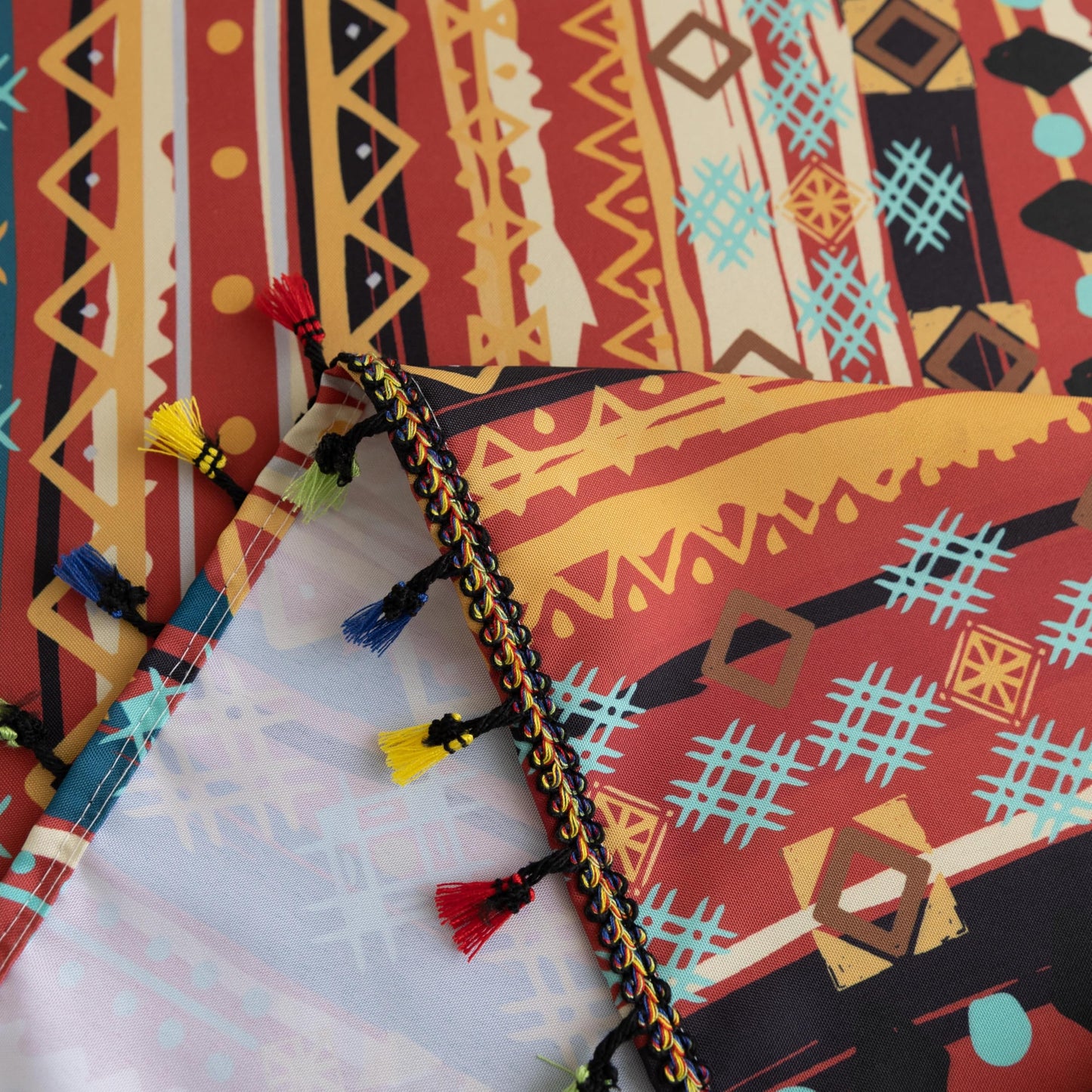 Erbnaryx Handblock Print Tablecloth for Square Tables, Red Table Cover with Fringed Edges, Decorative Tablecloth for Kitchen and Dining Room,59"x 102"
