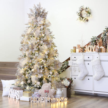 Sea Team Multi-Size Shatterproof Clear Plastic Christmas Ball Ornaments, Pendants, Drops, Finials, Decorative Xmas Tree Baubles Set with Stuffed Delicate Decorations (32 Counts, Champagne)