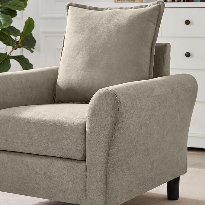 Mid-Century Accent Chairs Set of 2, Modern Linen Fabric Armchair