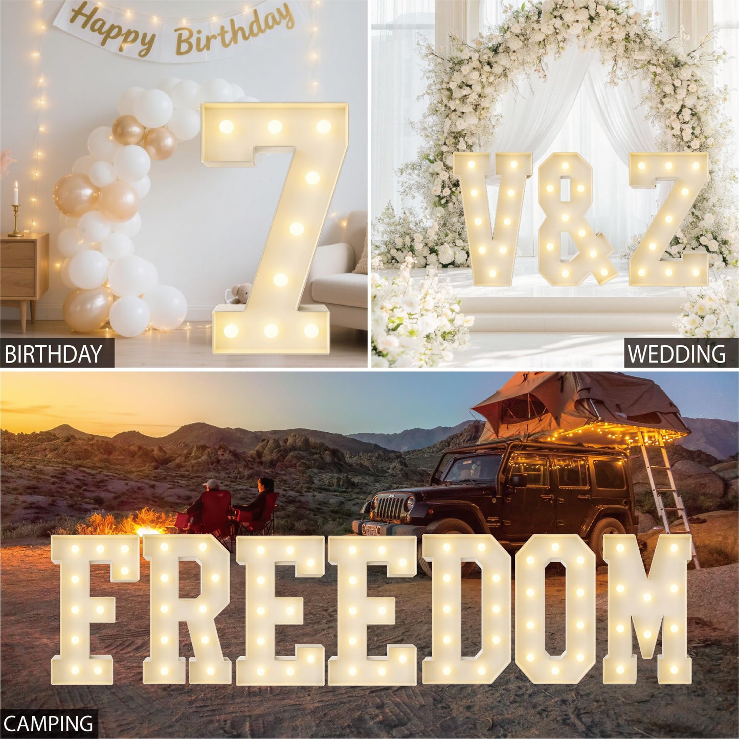HXWEIYE Big Light Up Letters F，3FT Large Marquee Letters with lights, Mosaic Balloon Frame, Giant Baby Letter for baby shower Birthday Graduation Engagement Party Wedding Christmas Decor (Warm White)