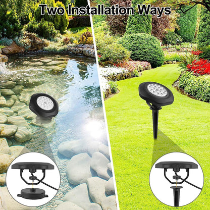 NATPOW Solar Pond Lights, 18 LED Super Bright RGB Landscape Spotlights IP68 Underwater Pond Lights Submersible LED Lights for Fish Aquarium Tank Garden Yard Pool Fountain Pond (3 Head Lamp)