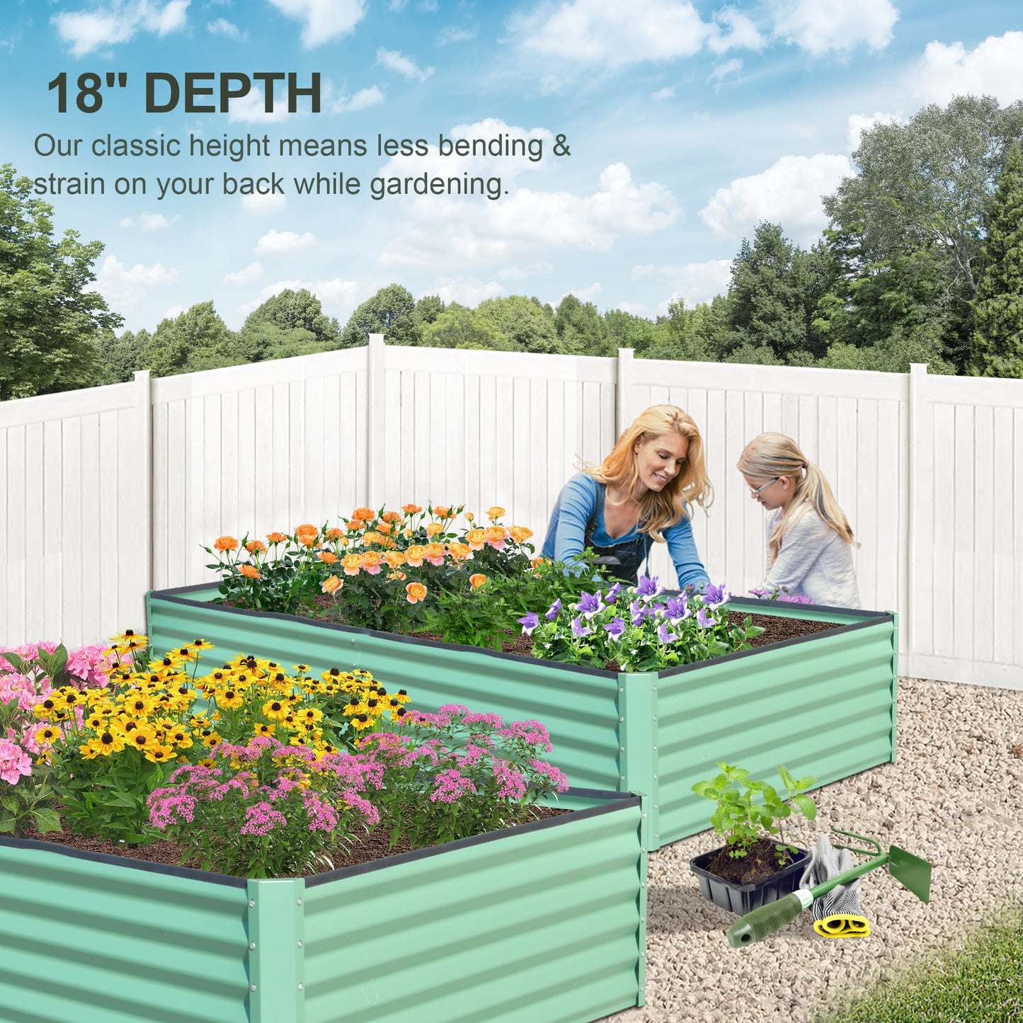Domi Raised Garden Beds Outdoor, 8x4x1.5Ft Thickening Tall Metal Rectangular Deep Root Box Planter for Vegetables, Flowers, Herbs, and Succulents 1.5" Deep w/ 342 Gallon Capacity - Green