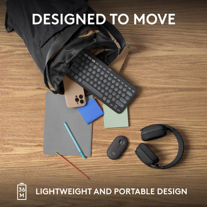 Logitech Pebble Keys 2 K380s, Multi-Device Bluetooth Wireless Keyboard with Customisable Shortcuts,Slim and Portable,Easy-Switch for Windows/macOS/iPadOS/Android/Chrome OS, QWERTY UK Layout, Graphite