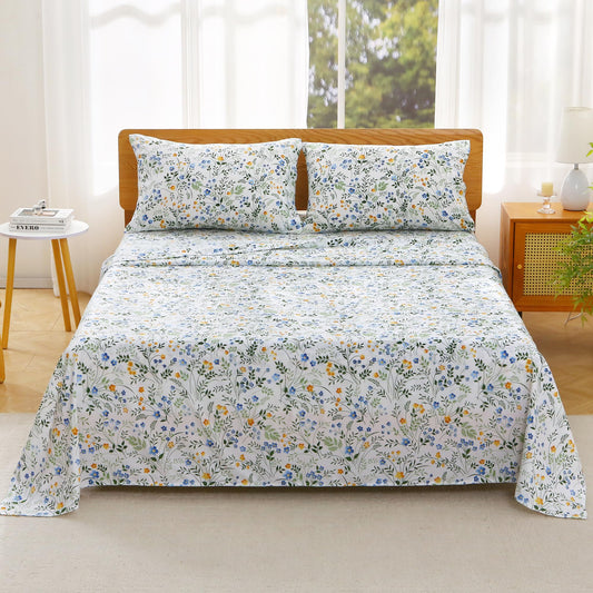 Viviland Queen Bed Sheet Set - 4 Piece Double Brushed Microfiber Bedding - Deep Pocket Up to 15", Ultra Soft, Breathable & Wrinkle Resistant Skin-Friendly Cooling Sheets for Adult - Ethereal Wilds(Q)