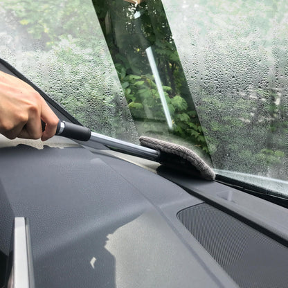 Polyte Pivoting Windshield Glass Cleaning Tool Extendable Aluminum Handle w/3 Premium Microfibre Covers