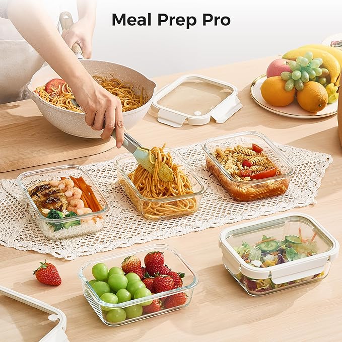 Vtopmart 5 Pack 35oz Glass Food Containers
