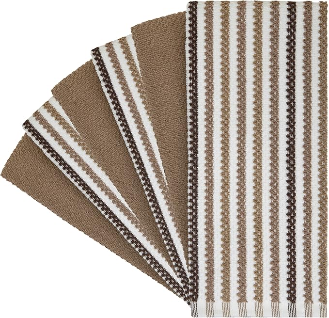 Premium Kitchen Towels | Large Cotton Kitchen Hand Towels | Popcorn Striped