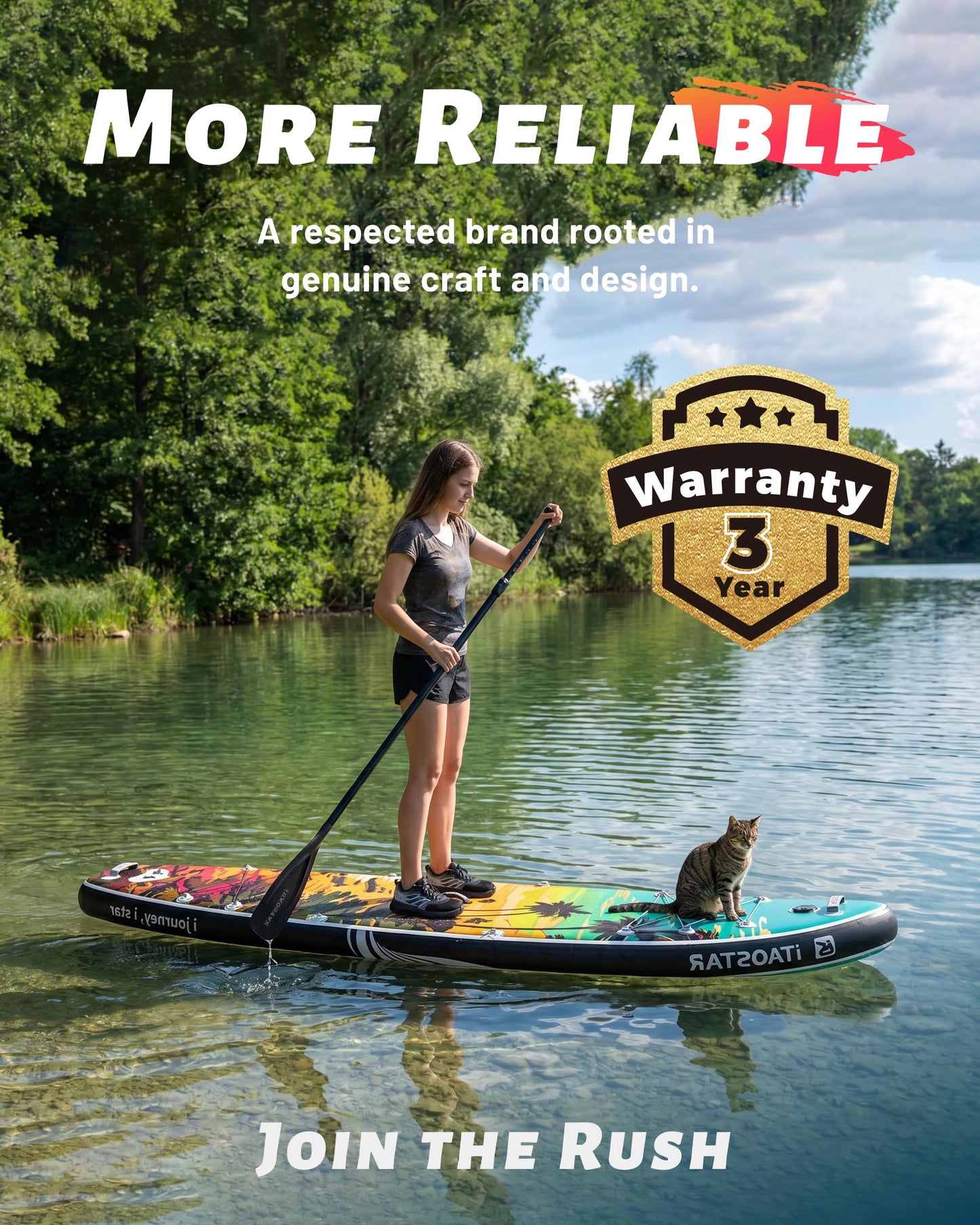 iTAOSTAR N02D 35" Extra Wide SUP for Enhanced Stability - Inflatable Stand Up Paddle Board - Premium Paddle Board Kit for Adults & Youth - All Skill Levels - Includes SUP Accessories