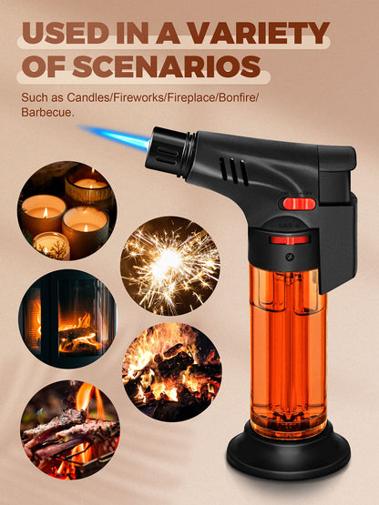 WANBRO 4 Pack of Torch Lighter, Powerful Windproof Jet Flame, Butane Gas Refill, with Safety Lock, Mini Torch Lighters for Candle, Firework (Gas not Included)