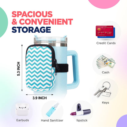 Water Cup Bottle Pouch Accessory | Compatible with Stanley Tumbler| Great for Workouts, Gym, Running, Walking, Sports| Keeps Cards, Keys, and Earphones Safe| Fun and Cute Designs (Checkered)