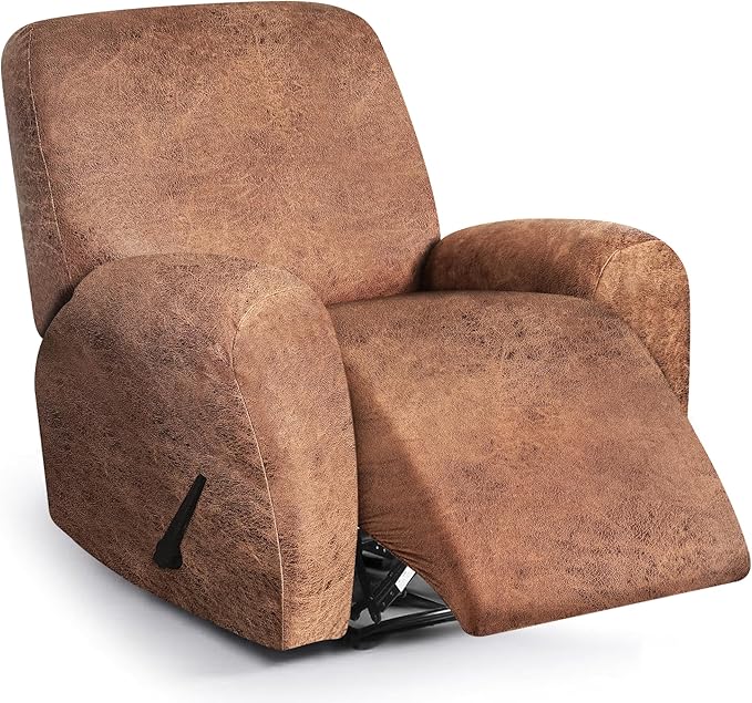 ANARACHON Leather Look Recliner Chair Covers, 4-Pieces Stretch Recliner Cover