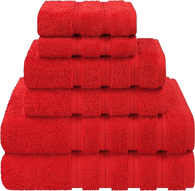 American Soft Linen Luxury 6 Piece Towel Set, 2 Bath Towels 2 Hand Towel 2