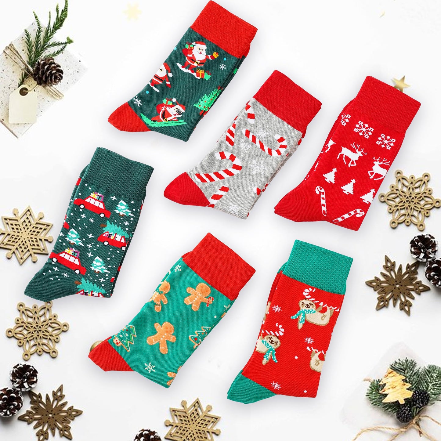 BONANGEL Christmas Socks Women, Funny Novelty Cute Xmas Holiday Crew Socks, Crazy Christmas Gifts for Women Girls