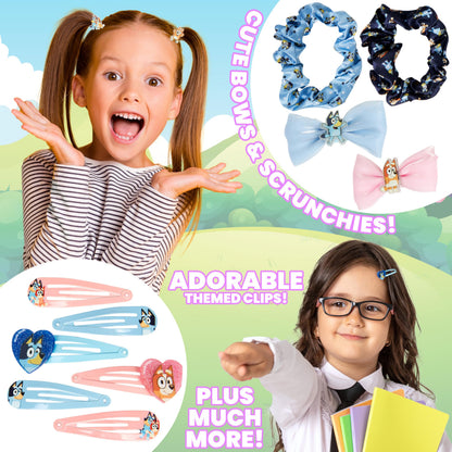 Bluey Hair Accessories Advent Calendar 2025 for Girls Christmas Countdown with 24 Hair Clips Bows Scrunchies Ties Claw Clips, Holiday Gifts for Girls