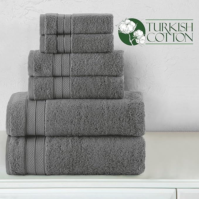 Elegant Comfort Luxury 6-Piece Towel Set, Premium Soft 100% Turkish Cotton