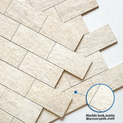 M MOFIT Stone Backsplash Peel and Stick Tiles Matte,Adhesive Mosaic Subway Tiles Waterproof Wall Tile Stickers for Bathroom Shower(Beige,10PCS)