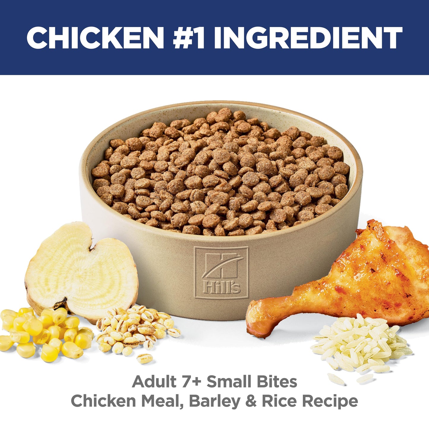 Hill's Science Diet Adult 7+, Senior Adult 7+ Premium Nutrition, Small Kibble, Dry Dog Food, Chicken, Brown Rice, & Barley, 33 lb Bag
