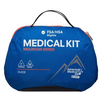 Adventure Medical Kits Mountain Series Medical Kit - Guide - Emergency Medical First Aid Kit - for 7 People for 14 Days - Comes with QuikClot Gauze, C-Splint, Guide Book & More - 163 Pieces