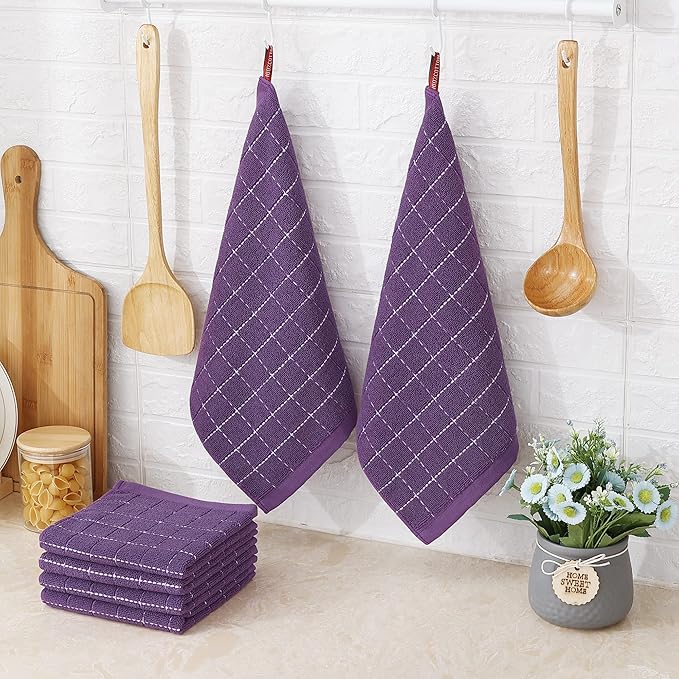 Homaxy 100% Cotton Terry Kitchen Dish Cloths, Ultra Soft and Absorbent Dish