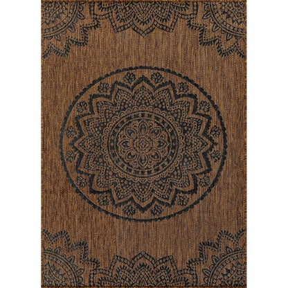 CAMILSON Outdoor Rug 8x10 Modern Area Rugs for Indoor and Outdoor Patios and Porches - Waterproof Washable Non-Shedding Easy-to-Clean Outside Carpet (8 x 10 Medallion - Gold/Black)