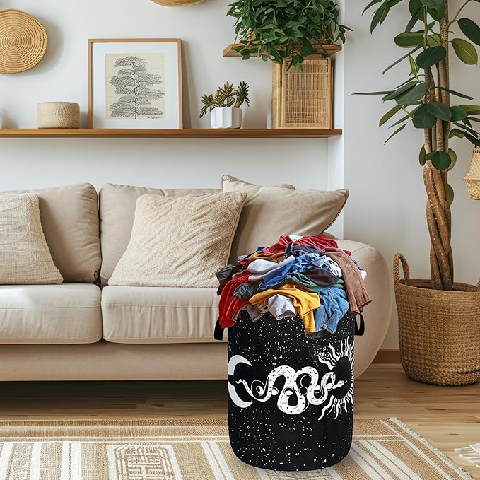Funny Snakes Laundry Basket Oxford Cloth Sun Starry Sky Moon Laundry Hamper